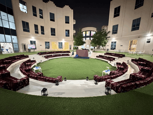 Exterior setup of a trade show venue