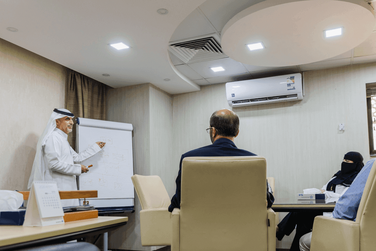 Speaker conducting a corporate presentation